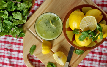 Картинка еда напитки +коктейль коктейль мята лимон