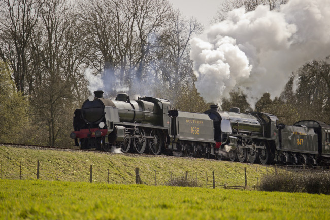 Обои картинки фото техника, паровозы, рельсы, дорога, состав, паровоз, железная