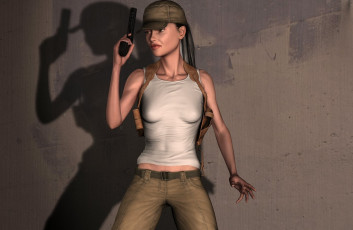 Картинка 3д+графика фантазия+ fantasy оружие фон взгляд девушка