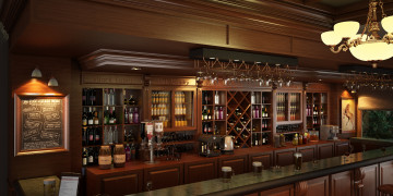 Картинка интерьер кафе +рестораны +отели светильник напитки пиво бокалы полки