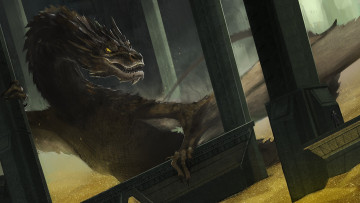 Картинка рисованное кино золото the hobbit desolation of smaug дракон эребор хоббит пустошь смауга