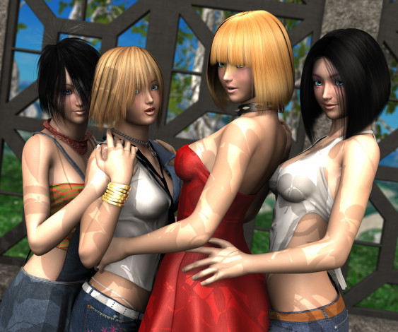 Обои картинки фото 3д графика, люди , people, фон, взгляд, девушки