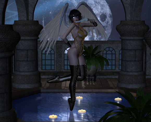 Обои картинки фото 3д графика, ангел , angel, ангел, фон, взгляд, девушка