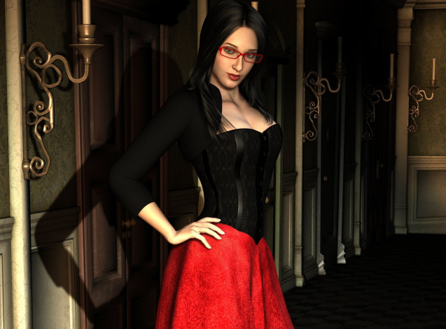 Обои картинки фото 3д графика, люди , people, фон, очки, взгляд, девушка