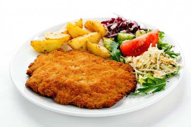 Обои картинки фото еда, мясные блюда, гарнир, отбивная