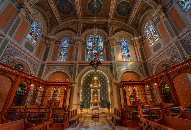 Обои картинки фото интерьер, убранство,  роспись храма, храм