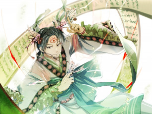 Картинка аниме hoozuki+no+reitetsu магия демон hakutaku рога свиток печати ёкай хладнокровный хозуки hoozuki no reitetsu