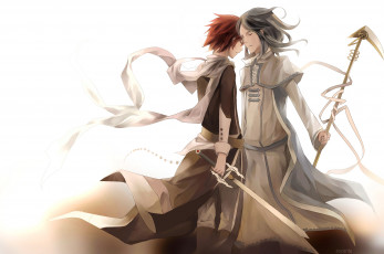 Картинка аниме оружие +техника +технологии парень фон взгляд девушка