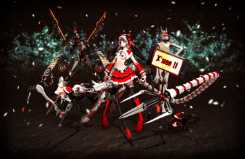 Картинка аниме оружие +техника +технологии фон существа взгляд девушка