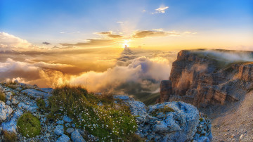 Картинка природа восходы закаты горы облака