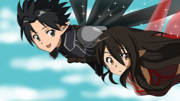 Картинка аниме sword+art+online фон парень девушка взгляд