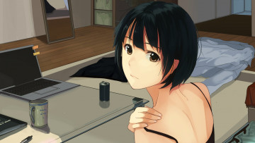 Картинка аниме unknown +другое девушка взгляд фон