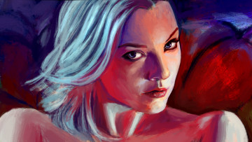 Картинка рисованное люди портрет взгляд фон девушка