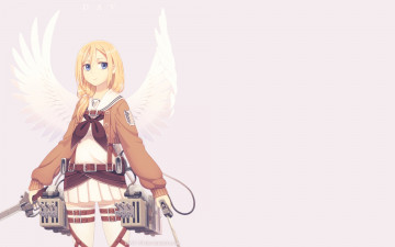 Картинка shingeki+no+kyojin аниме unknown +другое фон взгляд девушка