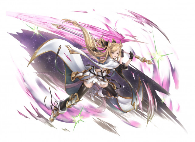 Обои картинки фото granblue fantasy, аниме, девушка, взгляд, фон