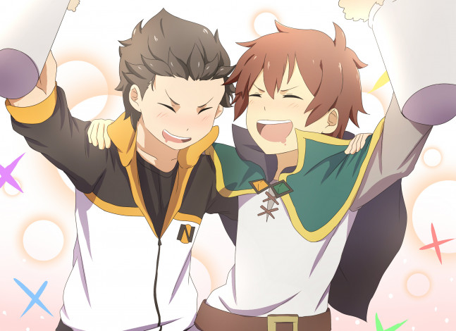 Обои картинки фото аниме, unknown,  другое, фон, взгляд, парни