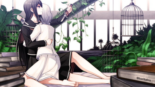 Обои картинки фото аниме, vocaloid, девушки, фон, взгляд