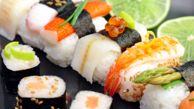 Обои картинки фото еда, рыба,  морепродукты,  суши,  роллы, кухня, японская, роллы, суши
