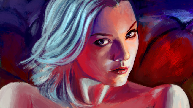 Обои картинки фото рисованное, люди, портрет, взгляд, фон, девушка