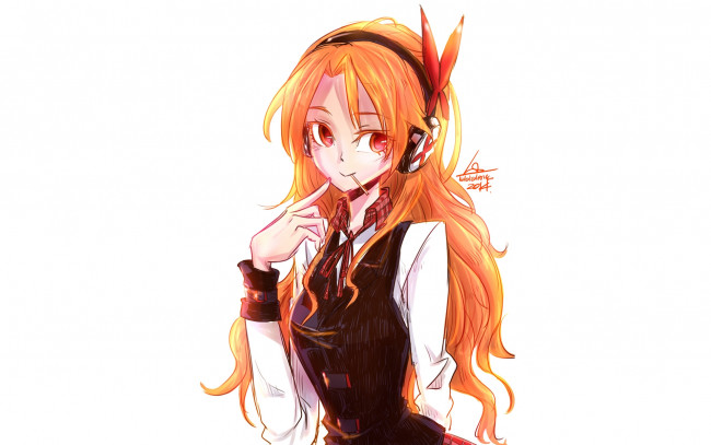 Обои картинки фото аниме, akame ga kill, девушка, взгляд, фон