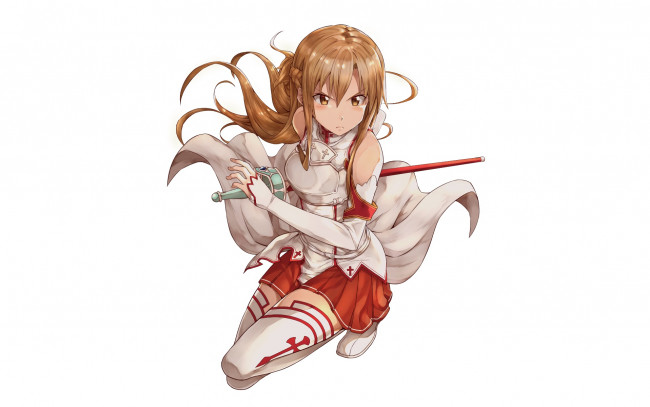 Обои картинки фото аниме, sword art online, взгляд, фон, девушка