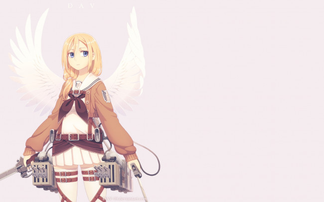 Обои картинки фото shingeki no kyojin, аниме, unknown,  другое, фон, взгляд, девушка