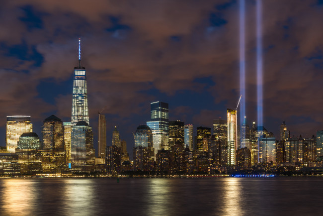 Обои картинки фото города, нью-йорк , сша, огни, ночь