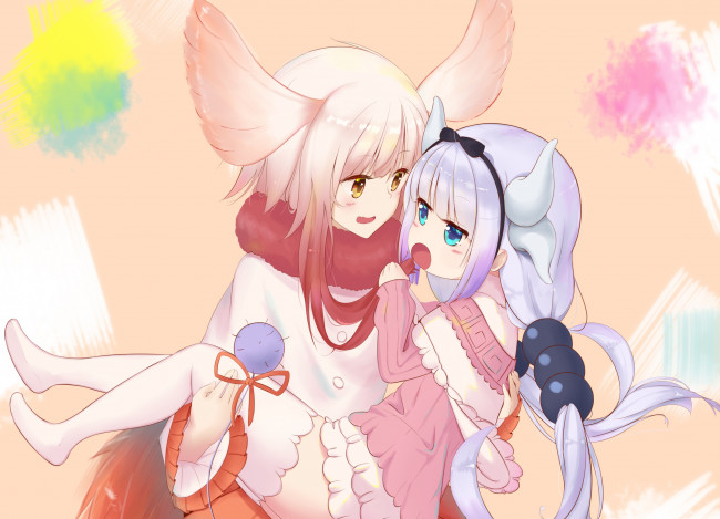 Обои картинки фото аниме, kobayashi-san chi no maid dragon, фон, взгляд, девушка