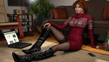 Картинка 3д+графика люди+ people фон взгляд девушка