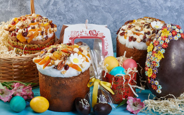 Картинка праздничные пасха декор яйцо куличи крашенки