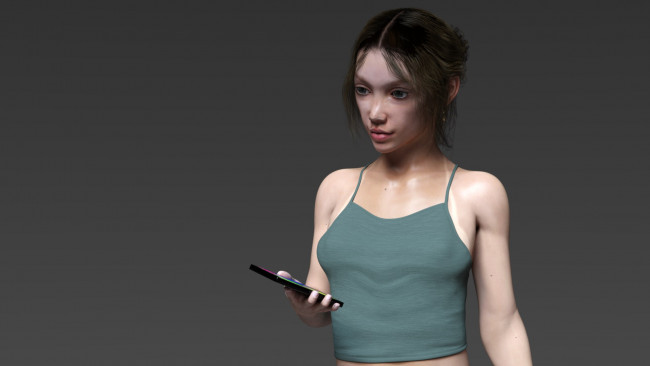 Обои картинки фото 3д графика, люди , people, фон, взгляд, девушка