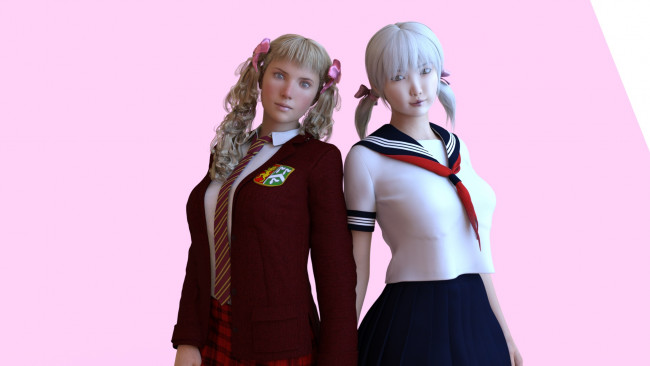 Обои картинки фото 3д графика, люди , people, взгляд, фон, девушки