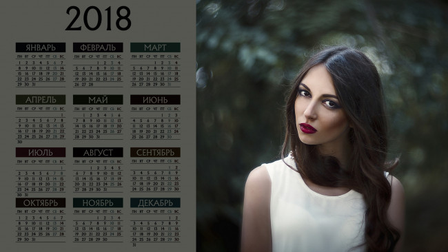 Обои картинки фото календари, девушки, лицо, взгляд