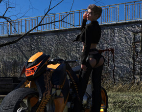 Картинка 3д+графика люди-авто мото+ people-+car+ +moto фон взгляд девушка