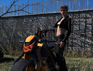 Картинка 3д+графика люди-авто мото+ people-+car+ +moto фон взгляд девушка