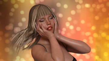 Картинка 3д+графика портрет+ portraits фон взгляд девушка