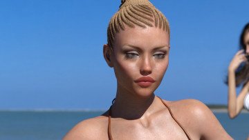 Картинка 3д+графика портрет+ portraits фон взгляд девушка