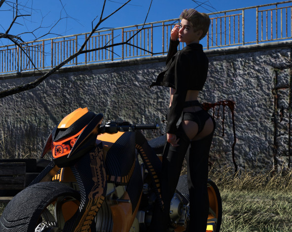 Обои картинки фото 3д графика, люди-авто, мото , people- car ,  moto, фон, взгляд, девушка