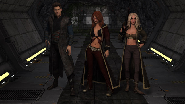 Обои картинки фото 3д графика, фантазия , fantasy, фон, взгляд, девушки