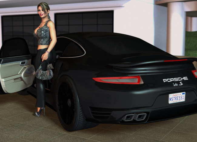 Обои картинки фото 3д графика, люди-авто, мото , people- car ,  moto, фон, взгляд, девушка