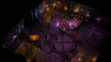 обоя видео игры, pathfinder,  wrath of the righteous, зал, огни