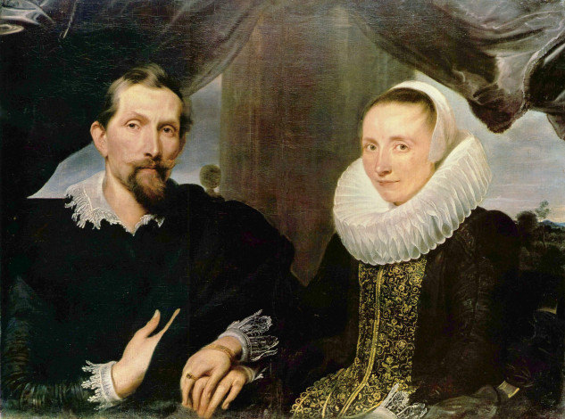 Обои картинки фото portrat des frans snyders und seine frau, рисованное, antoine van dyck, люди, прортрет, пара
