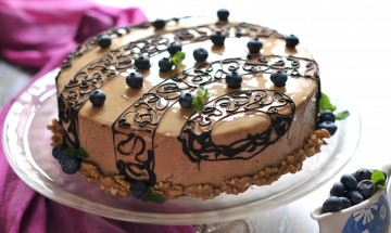 Картинка еда торты шоколадный торт черника орехи