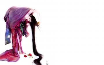 Картинка рисованное люди девушка наряд волосы заколка