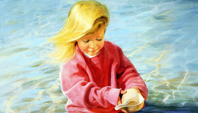 Обои картинки фото donald zolan, рисованное, девочка, игра