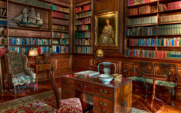 обоя интерьер, кабинет, библиотека, офис