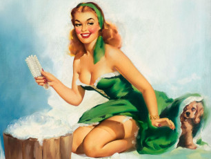 Картинка рисованные люди блондинка спаниель