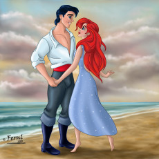 обоя мультфильмы, the, little, mermaid, девушка, парень