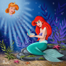 обоя мультфильмы, the, little, mermaid, ракушка, русалка