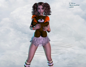 Картинка 3д графика people люди медвежонок девушка